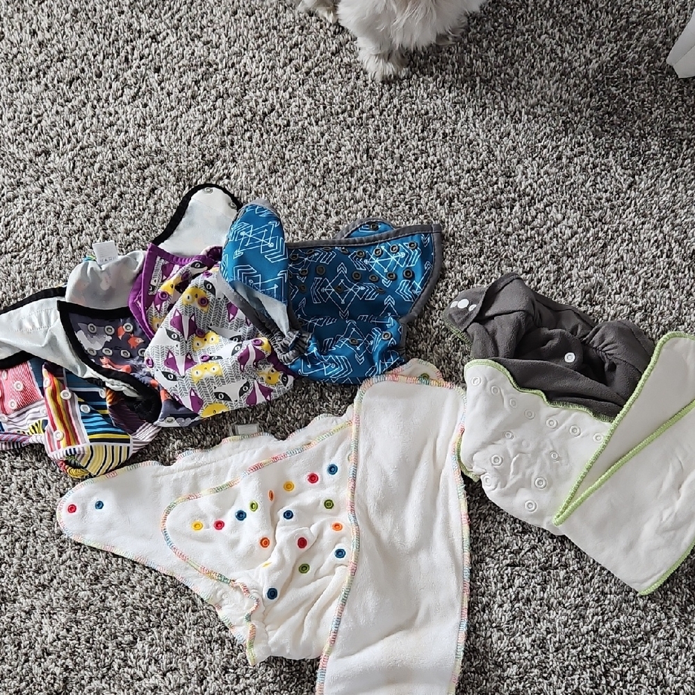 Fitted Cloth Diapers (1 Hemp/Bamboo/cotton, 1 Bamboo) and 4 Covers. OS.